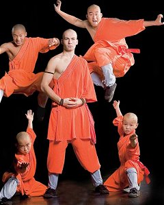 Matthew Ahmet with 'Shaolin monks'